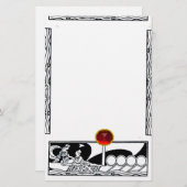 アンティーク容器とラバーズレッドルビージェム白黒 便箋 (正面/裏面)