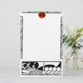 アンティーク容器とラバーズレッドルビージェム白黒 便箋 (スタンド正面)