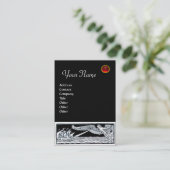 アンティーク容器レッドルビーモノグラム白黒 名刺 (スタンド正面)