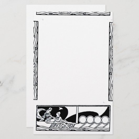 アンティーク容器及び愛好家白黒 航海の 便箋 (正面/裏面)