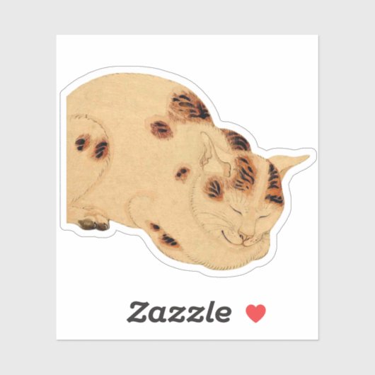 アンティーク寝猫日本の木版浮世絵 シール (シート)