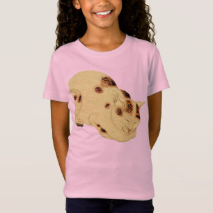 アンティーク寝猫日本の木版浮世絵 Tシャツ