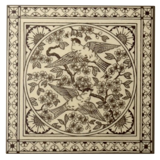 アンティーク審美セ日本のピア鳥タイルレプロ タイル (正面)