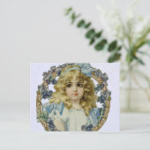 アンティーク小さな女の子子ポートレートビューティフル ポストカード (スタンド正面)