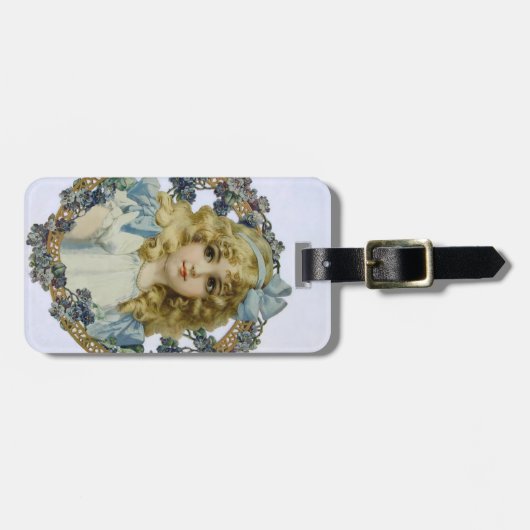 アンティーク小さな女の子子ポートレートビューティフル ラゲッジタグ (正面横)