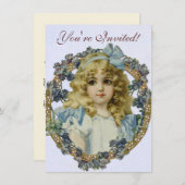 アンティーク小さな女の子子ポートレートビューティフル 招待状 (正面/裏面)