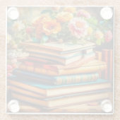 アンティーク山積みヴィンテージ図書花 ガラスコースター (裏面)