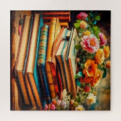 アンティーク山積みヴィンテージ図書花 ジグソーパズル (横)