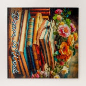 アンティーク山積みヴィンテージ図書花 ジグソーパズル (横)