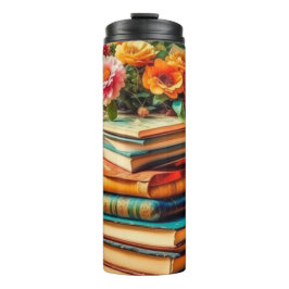 アンティーク山積みヴィンテージ図書花 タンブラー