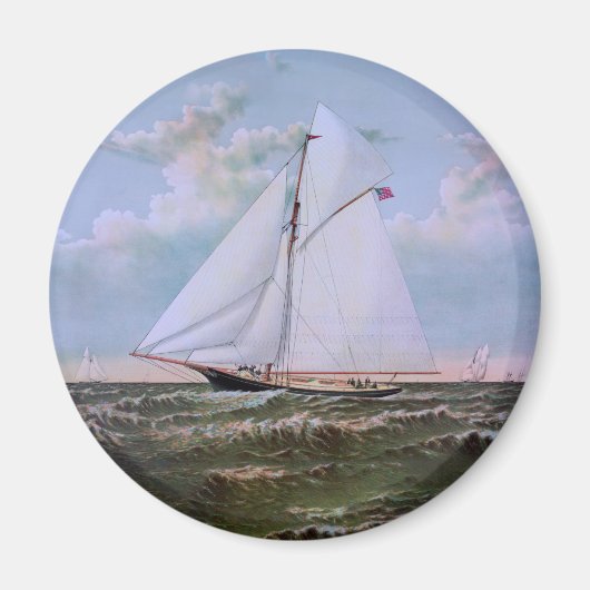 アンティーク帆船スループヨット マグネット (正面)