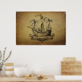 アンティーク帆船 ポスター (キッチン)