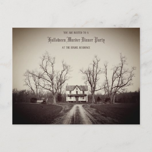 アンティーク幽霊のよく出るハウスカスタムハロウィーン招待状 ポストカード (正面)
