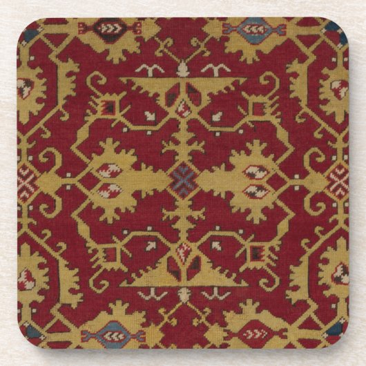 アンティーク幾何学の東方ペルシャ赤模様 コースター (正面)