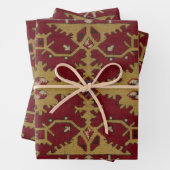 アンティーク幾何学東洋ペルシアレッド模様 ラッピングペーパーシート (インサイチュ)