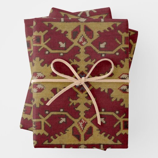アンティーク幾何学東洋ペルシアレッド模様 ラッピングペーパーシート (インサイチュ)