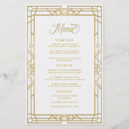 アンティーク幾何学的金ゴールドフレーム白結婚のメニュー