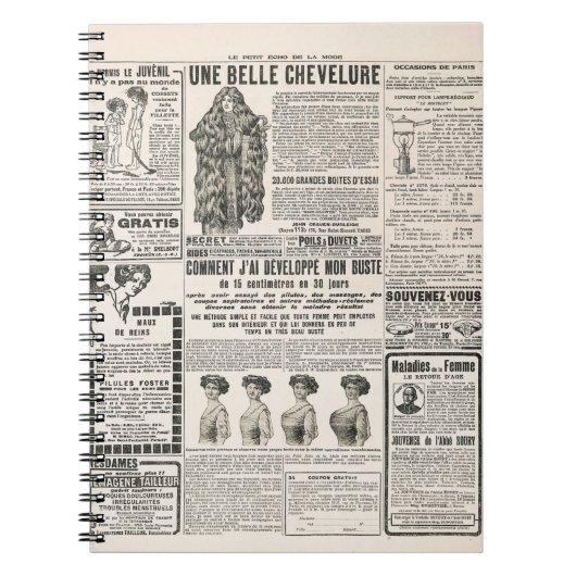 アンティーク広告付き新聞ページ ノートブック (正面)