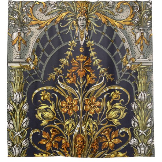 アンティーク庭園入りシャワーカーテン シャワーカーテン (正面)