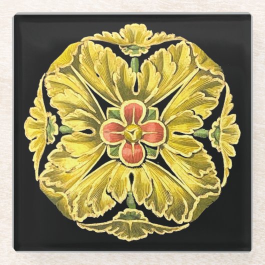 アンティーク建築用ロゼット第3号 ガラスコースター (正面)