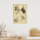 アンティーク忍者&サムライマンガby葛飾北佐 ポスター (キッチン)
