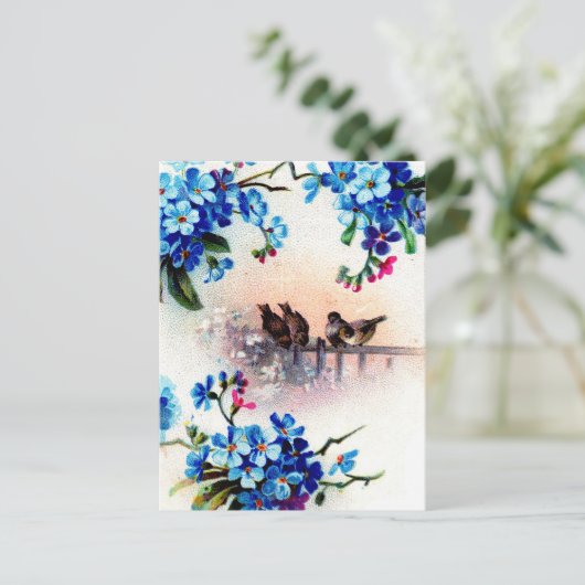 アンティーク忘れはフローラフレームの鳥のシーンではない ポストカード (スタンド正面)