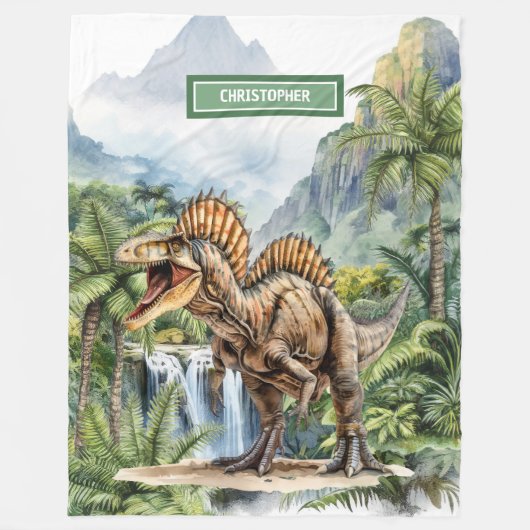 アンティーク恐竜パーソナライズされた毛布ボーイズギフト フリースブランケット (正面)