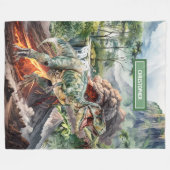 アンティーク恐竜誕生日ギフトパーソナライズされた フリースブランケット (正面(横))