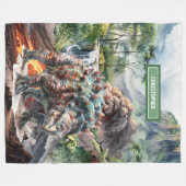 アンティーク恐竜誕生日毛布名前をカスタムする少年 フリースブランケット (正面(横))