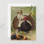 アンティーク感謝祭あいさつ ポストカード (正面/裏面)