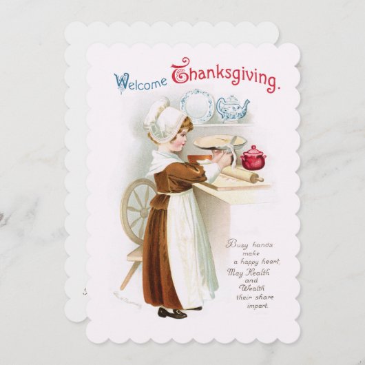 アンティーク感謝祭インフォーマル招待状 招待状 (正面/裏面)