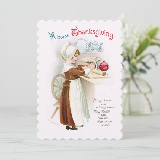 アンティーク感謝祭インフォーマル招待状 招待状 (スタンド正面)