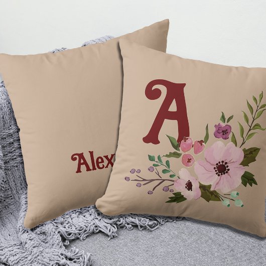 アンティーク感謝祭フローラカスタムモノグラム名 クッション