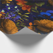 アンティーク懐かしい紫色の黄色い花模様 ラッピングペーパー (角)