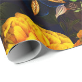 アンティーク懐かしい紫色の黄色い花模様 ラッピングペーパー (ロールコーナー)