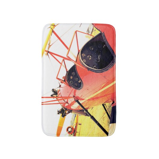 アンティーク戦闘機の二面赤い飛行機 バスマット (正面縦)