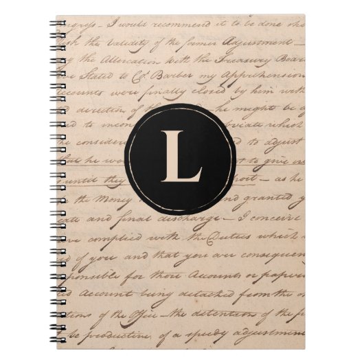 アンティーク手紙モノグラム作家の古書 ノートブック (正面)