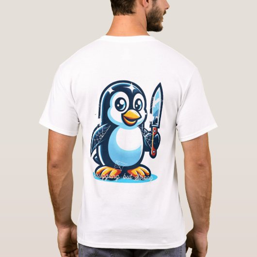 アンティーク文化とキュートなペンギン印刷デザイン Tシャツ (裏面)