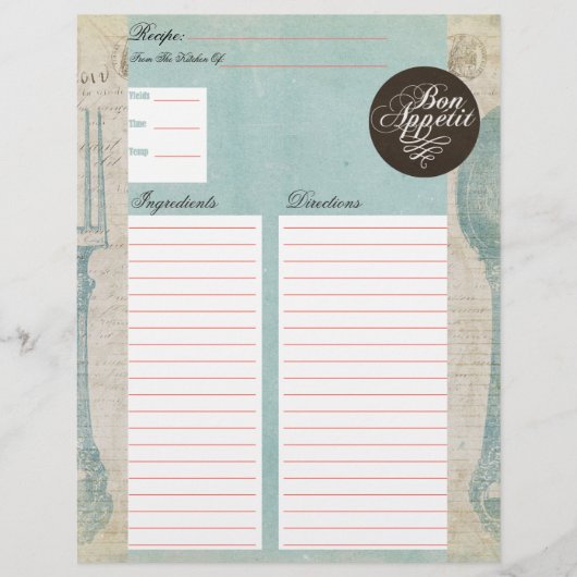 アンティーク文字レシピ挿入 (正面)