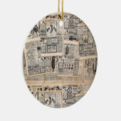 アンティーク新聞広告シートのデコページ セラミックオーナメント (右)