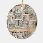 アンティーク新聞広告シートのデコページ セラミックオーナメント (左)