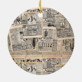 アンティーク新聞広告シートのデコページ セラミックオーナメント (裏面)