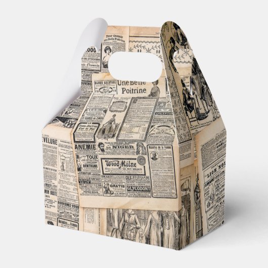 アンティーク新聞広告シートのデコページ フェイバーボックス (正面サイド)