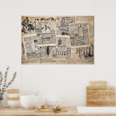 アンティーク新聞広告シートのデコページ ポスター (キッチン)