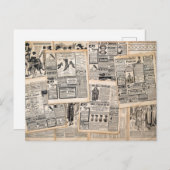 アンティーク新聞広告シートのデコページ ポストカード (正面/裏面)