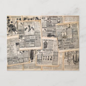 アンティーク新聞広告シートのデコページ ポストカード (正面)