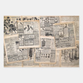 アンティーク新聞広告シートのデコページ ラッピングペーパーシート (正面3)