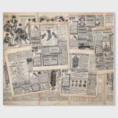 アンティーク新聞広告シートのデコページ ラッピングペーパー (フラット)