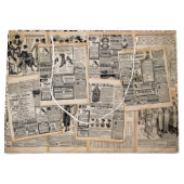 アンティーク新聞広告シートのデコページ ラージペーパーバッグ (正面)