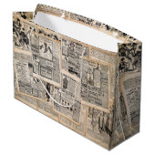 アンティーク新聞広告シートのデコページ ラージペーパーバッグ (裏面アングル)